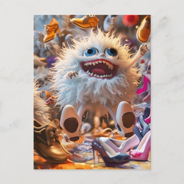 Happy Shoes Monster in happy world Vykort (Framsida)