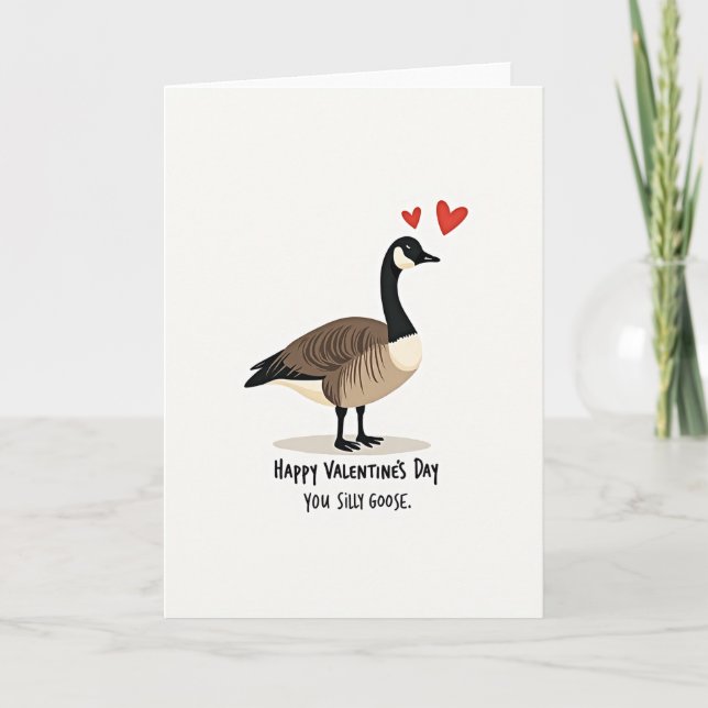 Happy Silly Goose Valentines Card Kort (Framsida)