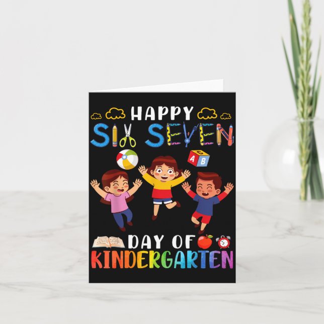 Happy Six Seven Day Of Kindergarten Student Back T Kort (Framsida)
