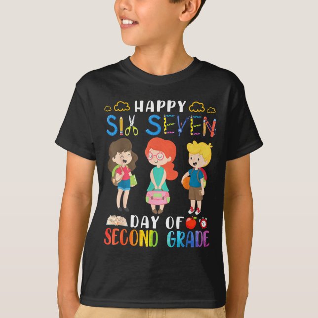 Happy Six Seven Day Of Second Grade Student Back T T Shirt (Framsida)