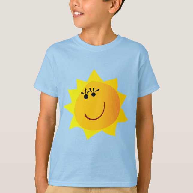 "Happy Smiling Sun" Bright Yellow Graphic Boys'  T Shirt (Framsida)