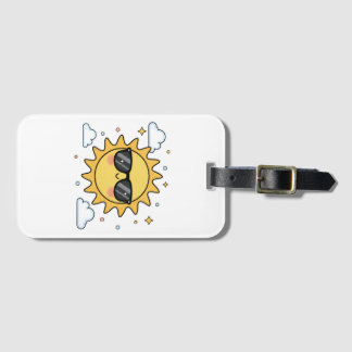 Happy Smiling Sun Cartoon - Minimalist Kawaii Suns Bagagebricka