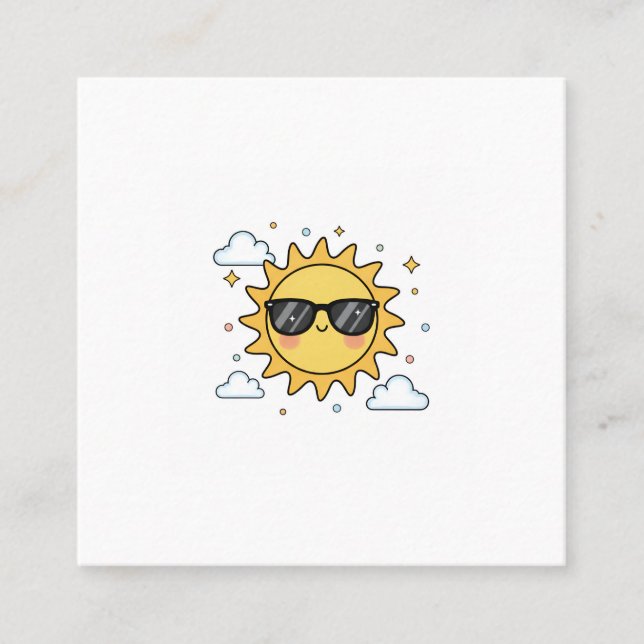 Happy Smiling Sun Cartoon - Minimalist Kawaii Suns Fyrkantigt Visitkort (Framsida)