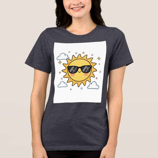 Happy Smiling Sun Cartoon - Minimalist Kawaii Suns T Shirt (Framsida)