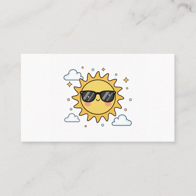 Happy Smiling Sun Cartoon - Minimalist Kawaii Suns Visitkort (Framsida)