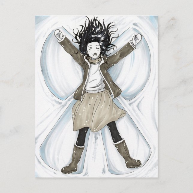 Happy Snow Angel Helg Vykort (Framsida)