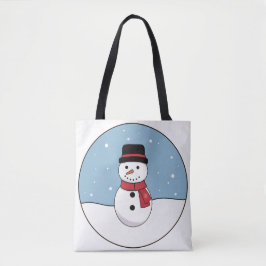 Happy Snowman Christmas Holiday Tote Bag Tygkasse
