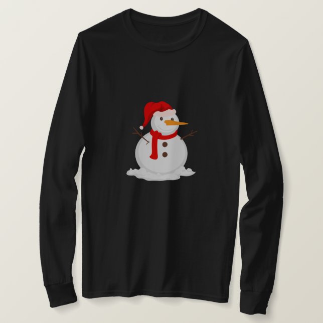 Happy Snowman in a Santa Hat T Shirt (Design framsida)