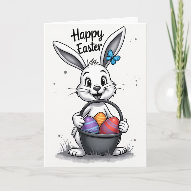 Happy Spring Bunny Egg Card Kort (Framsida)