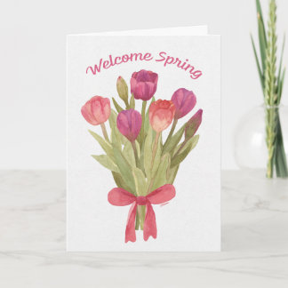 Happy Spring Tulip Bouquet Greeting Card Kort