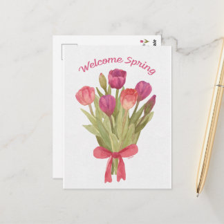 Happy Spring Tulip Bouquet Postcard Vykort