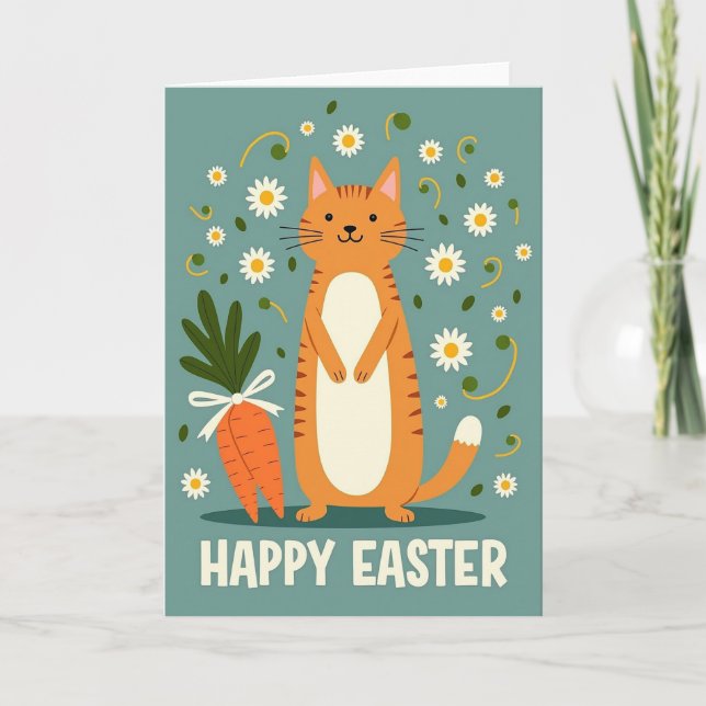 Happy Springtime Feline Card Kort (Framsida)