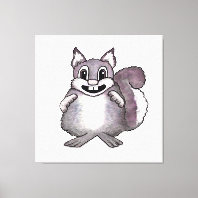 Happy Squirrel Cartoon Drawing  Canvastryck (Framsida)