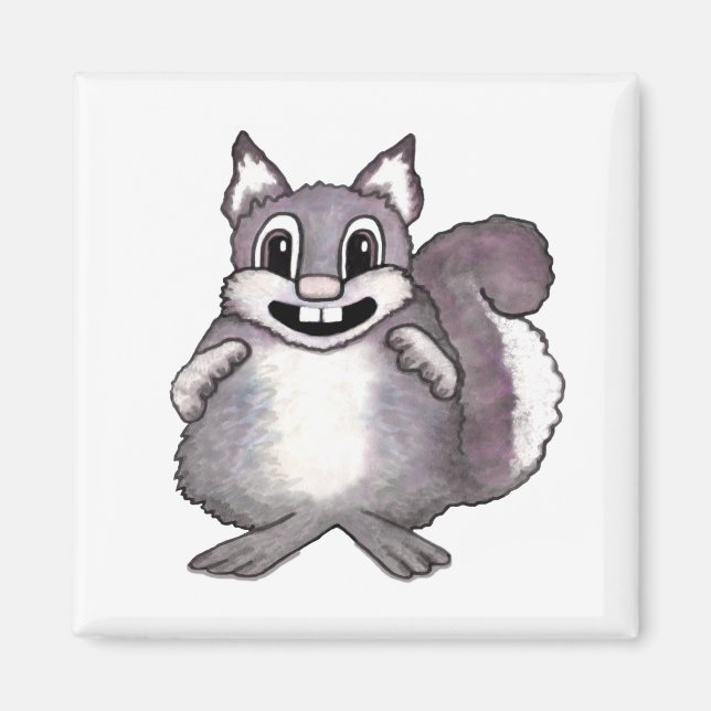 Happy Squirrel Cartoon Drawing  Magnet (Framsidan)