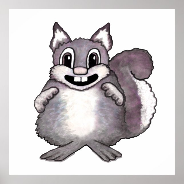 Happy Squirrel Cartoon Drawing  Poster (Framsidan)