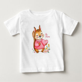 Happy Squirrel With Pink Sweater Hold A Heart T Shirt