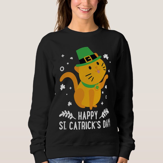 Happy St Catrick's Day  Cute Cat St Patricks Day 2 T Shirt (Framsida)