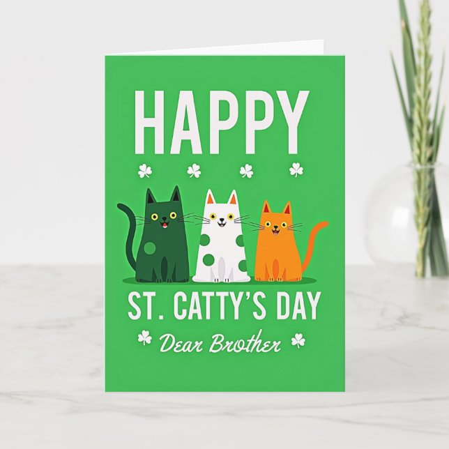 Happy St Cattys Day Brother Card Kort (Framsida)