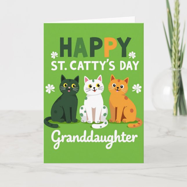 Happy St Cattys Day Granddaughter Card Kort (Framsida)