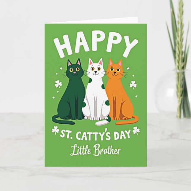 Happy St Cattys Day Little Brother Card Kort (Framsida)