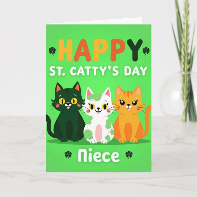 Happy St Cattys Day Niece Card Kort (Framsida)