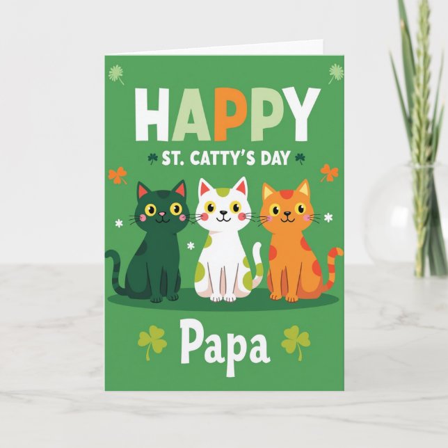 Happy St Cattys Day Papa Card Kort (Framsida)