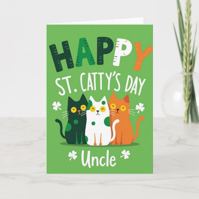 Happy St Cattys Day Uncle Card Kort (Framsida)