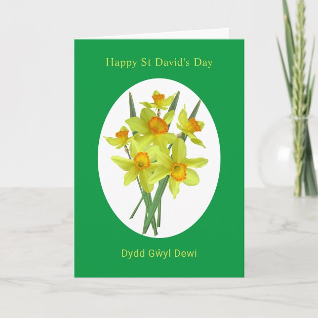 Happy St David's Day Welsh Daffodils Kort (Framsida)
