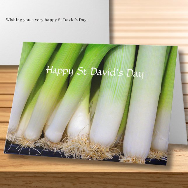 Happy St David's Day Welsh Leeks Personalized Kort (All text is editable and can be amended as required)
