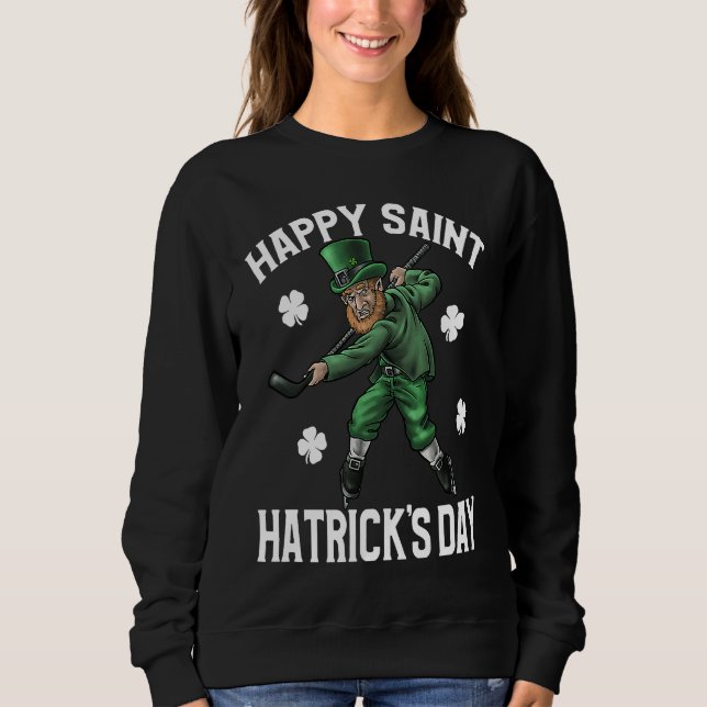 Happy St Hatrick's Day St Patrick's Day Hockey T Shirt (Framsida)