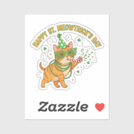 Happy St Meowtrick's Day Party Cat Shutter Shades  Klistermärken