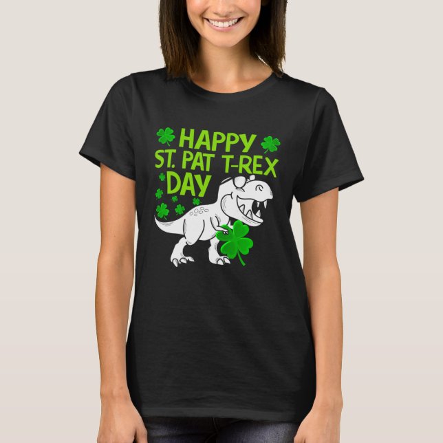 Happy St Pat Rex Day Dino Shamrock St Patricks Day T Shirt (Framsida)