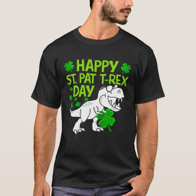 Happy St Pat Rex Day Dino Shamrock St Patricks Day T Shirt (Framsida)