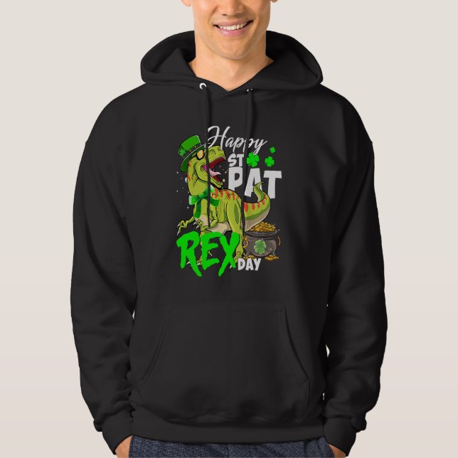 Happy St Pat Rex Day Dinosaur Irish Shamrock St Pa Hoodie (Framsida)