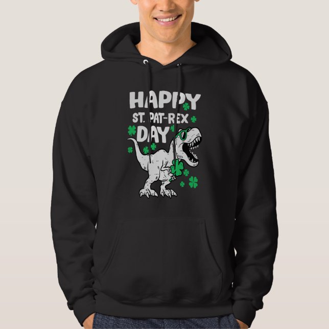 Happy St Pat Rex Day Dinosaur St Patricks Day Iris Hoodie (Framsida)