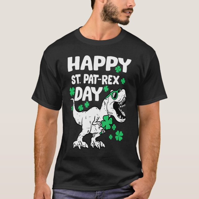 Happy St Pat Rex Day Dinosaur St Patricks Day Iris T Shirt (Framsida)