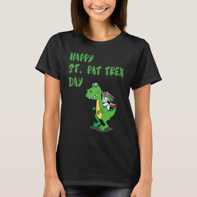 Happy St Pat Rex Day Dinosaur T Shirt (Framsida)
