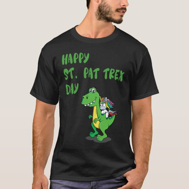 Happy St Pat Rex Day Dinosaur T Shirt (Framsida)