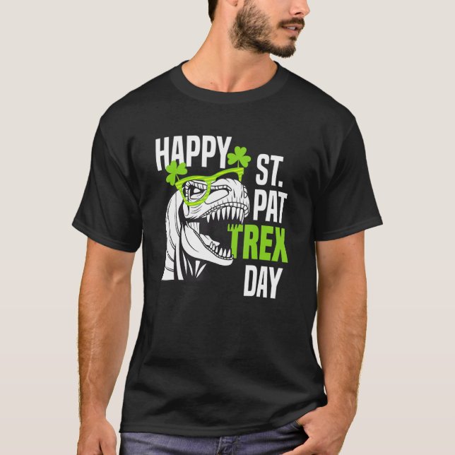 Happy St Pat Rex Day Funny Toddler Kids Dino Saint T Shirt (Framsida)