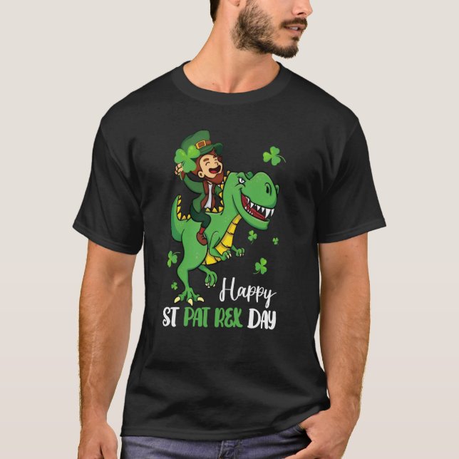 Happy St Pat Rex Day Leprechaun Dinosaur St Patric T Shirt (Framsida)