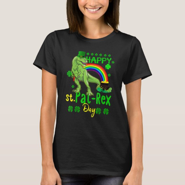 Happy St Pat Rex Day Saint Patricks Day Dino Tyran T Shirt (Framsida)