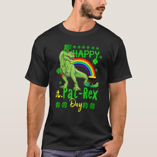 Happy St Pat Rex Day Saint Patricks Day Dino Tyran T Shirt (Framsida)