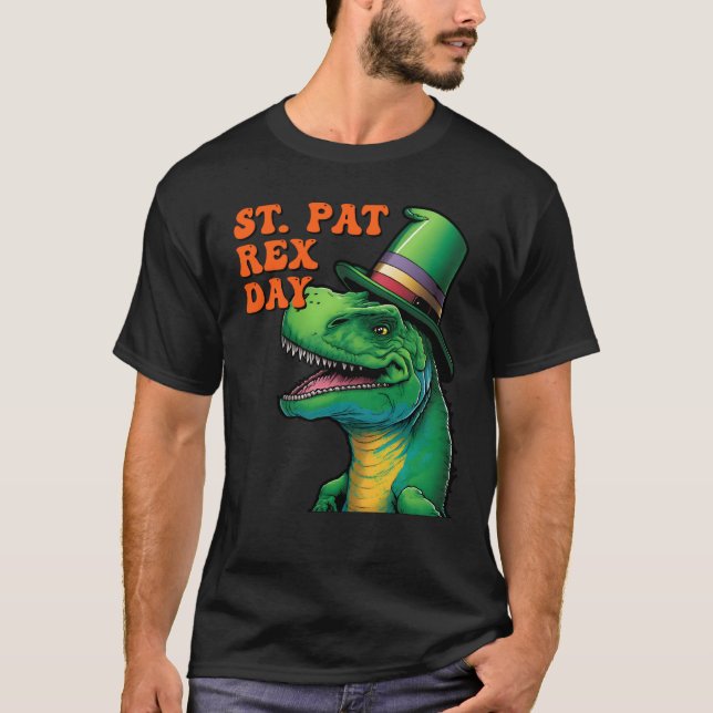 Happy St Pat Rex Day St Patricks Day Rex Leprechau T Shirt (Framsida)