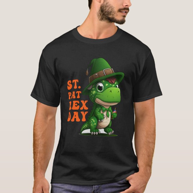 Happy St Pat Rex Day St Patricks Day Rex Leprechau T Shirt (Framsida)