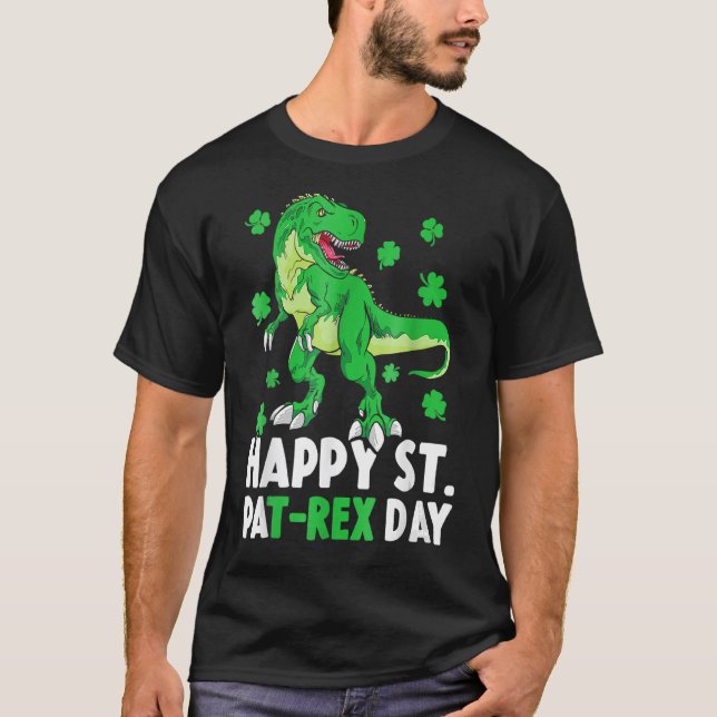 Happy St PaT Rex Dinosaur Saint Patrick's Day For  T Shirt (Framsida)