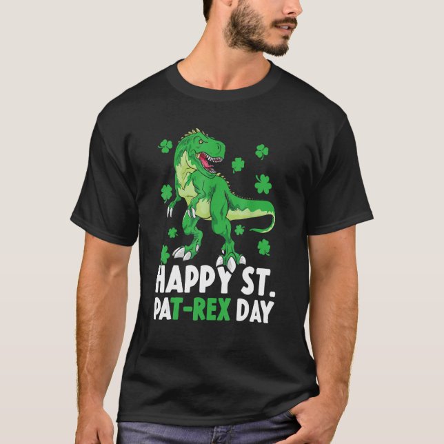 Happy St PaT-Rex Dinosaur Saint Patrick's Day For  T Shirt (Framsida)
