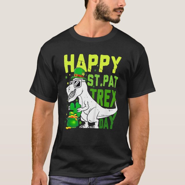 Happy St PaT Rex Dinosaur Saint Patrick's Day For  T Shirt (Framsida)