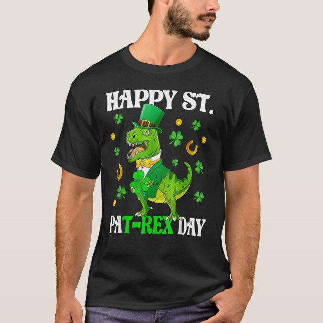 Happy St PaT Rex Dinosaur Saint Patrick's Day For  T Shirt (Framsida)