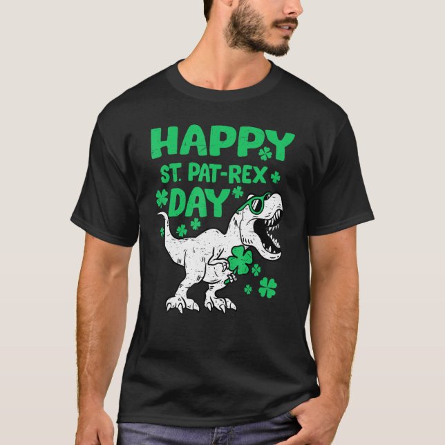 Happy St PaT Rex Dinosaur Saint Patrick's Day Todd T Shirt (Framsida)