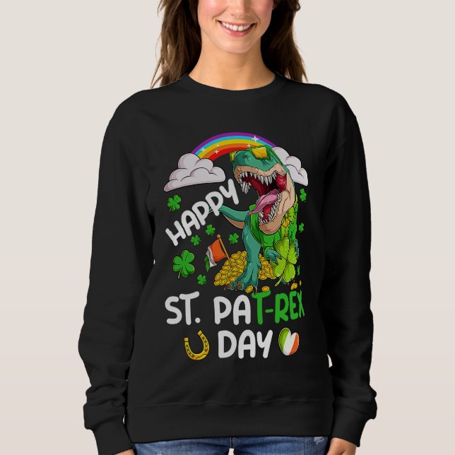 Happy St PaT Rex Dinosaur Trex Dino Saint Patrick' T Shirt (Framsida)